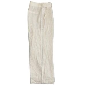 SIMKHAI Women Size 6 Linen Pants Wide Leg Ivory White Trousers Lined Casual New